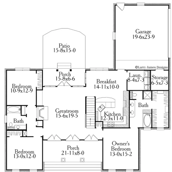 Southern House Plan First Floor - Mapletown Ranch Home 084D-0068 - Shop House Plans and More