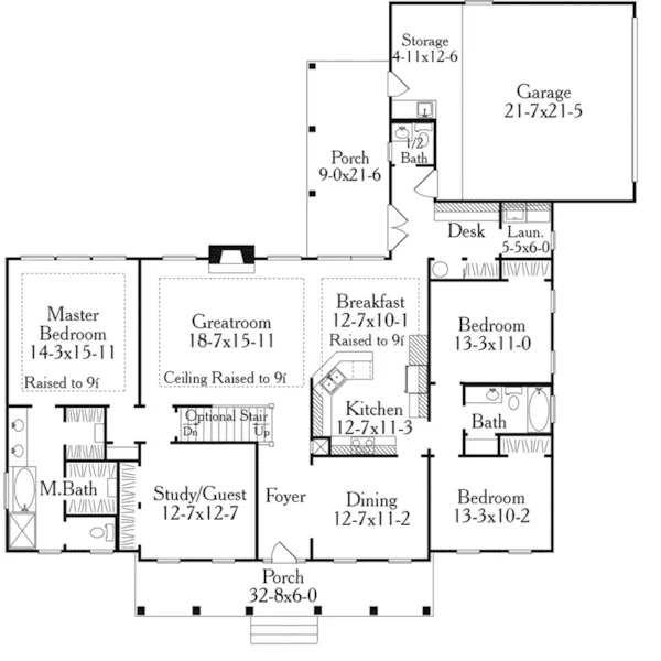 Traditional House Plan First Floor - Picayne Southern Home 084D-0069 - Shop House Plans and More