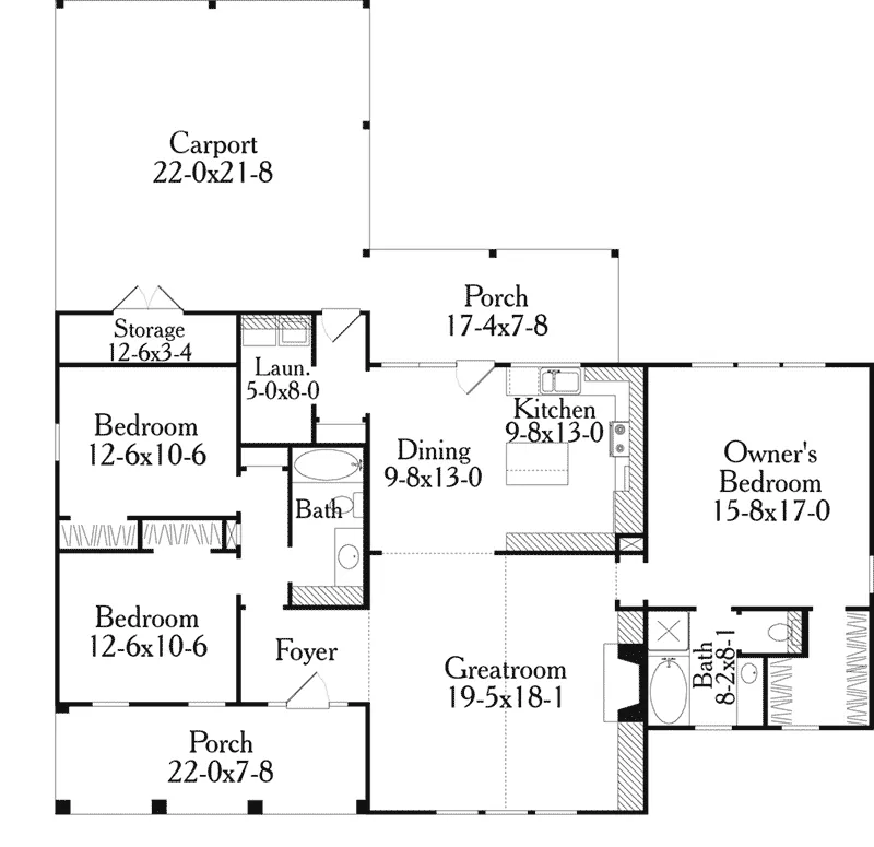 Country House Plan First Floor - Rosemary Lane Ranch Home 084D-0070 - Shop House Plans and More