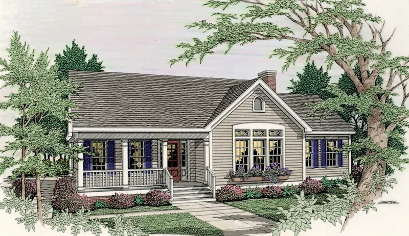 Country House Plan Front of Home - Rosemary Lane Ranch Home 084D-0070 - Shop House Plans and More