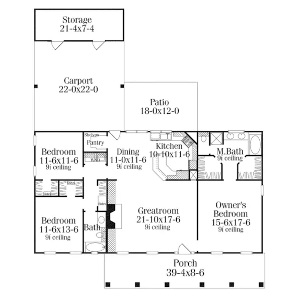 Lowcountry House Plan First Floor - Seneca Hills Country Home 084D-0071 - Shop House Plans and More