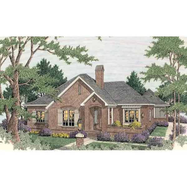 Country French House Plan Front of Home - Sloan Oak Ranch Home 084D-0072 - Shop House Plans and More