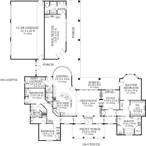 Craftsman House Plan First Floor - Peachtree Farm Southern Home 084D-0075 - Shop House Plans and More