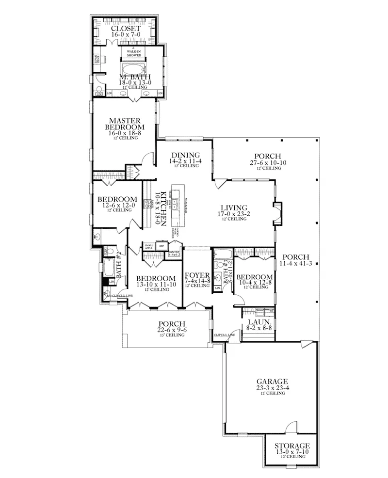 Ranch House Plan First Floor - 084D-0076 - Shop House Plans and More