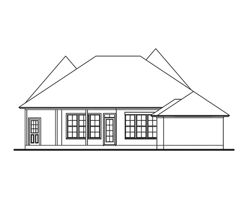 Ranch House Plan Rear Elevation - 084D-0076 - Shop House Plans and More