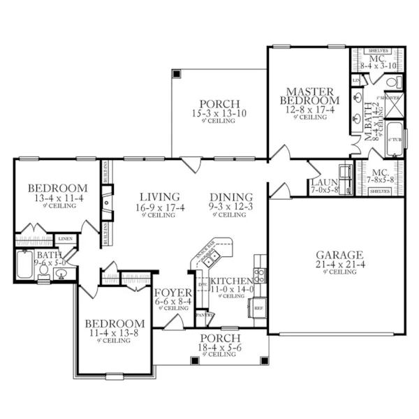 First Floor - Saxon Trail Ranch Home 084D-0081 - Shop House Plans and More