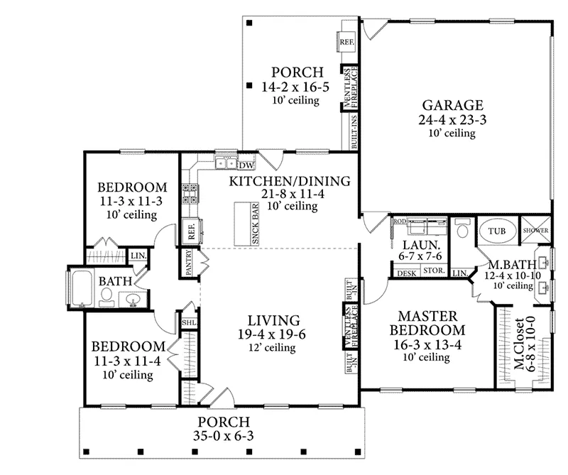 Acadian House Plan First Floor - Birch Hollow Country Home 084D-0082 - Search House Plans and More
