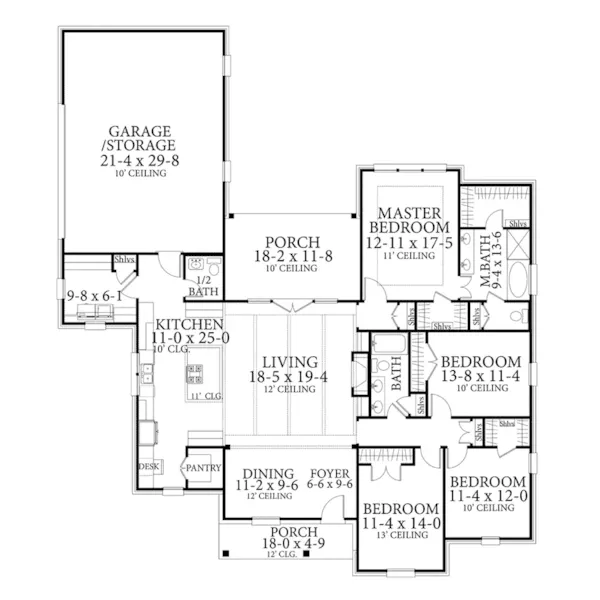 First Floor - Timber Stone Craftsman Home 084D-0083 - Shop House Plans and More