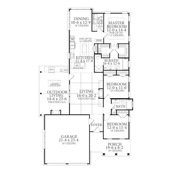 Traditional House Plan First Floor - Auburn Dale Ranch Home 084D-0086 - Search House Plans and More