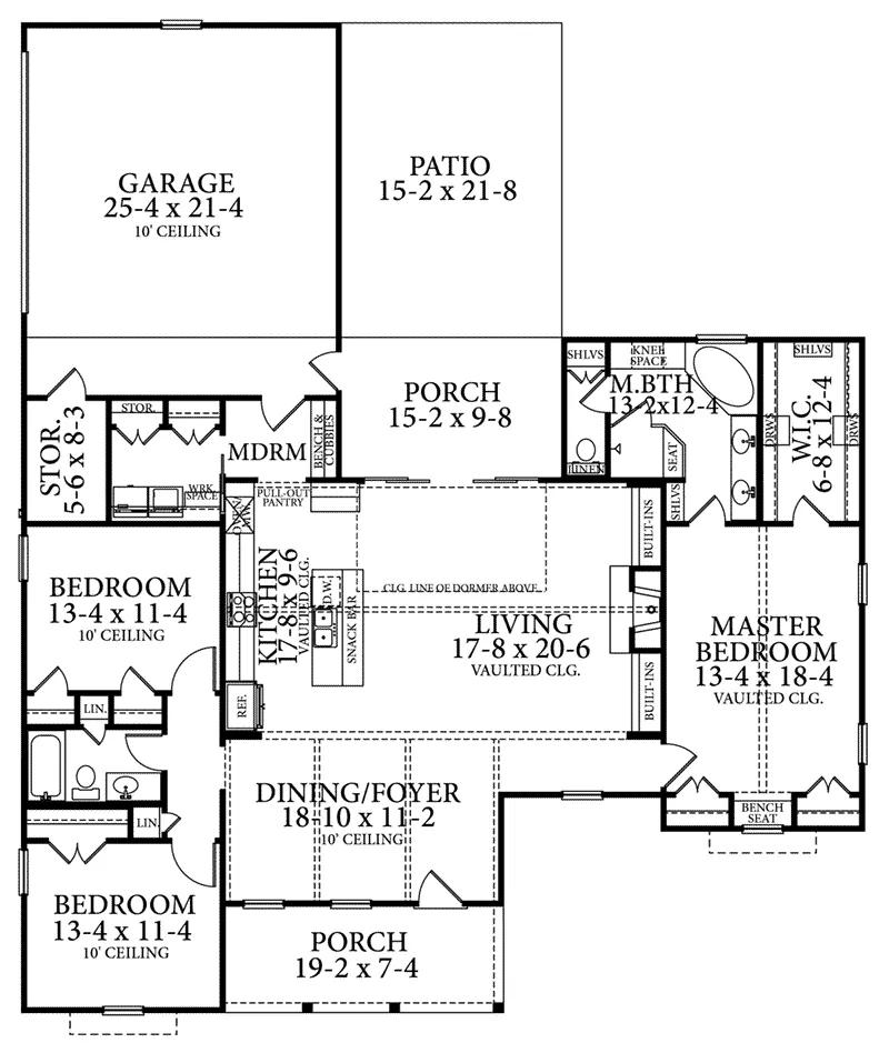 Country House Plan First Floor - Blueberry Farm Ranch Home 084D-0091 - Search House Plans and More