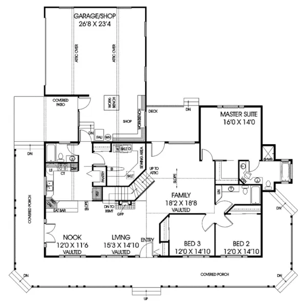 Ranch House Plan First Floor - Carol Renee Country Style Home 085D-0001 - Search House Plans and More