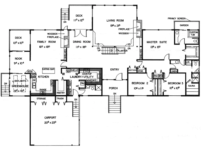 Ranch House Plan First Floor - Rivercreek Rustic Vacation Home 085D-0006 - Shop House Plans and More