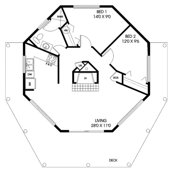 Ranch House Plan First Floor - Lakecrest Waterfront Home 085D-0007 - Shop House Plans and More