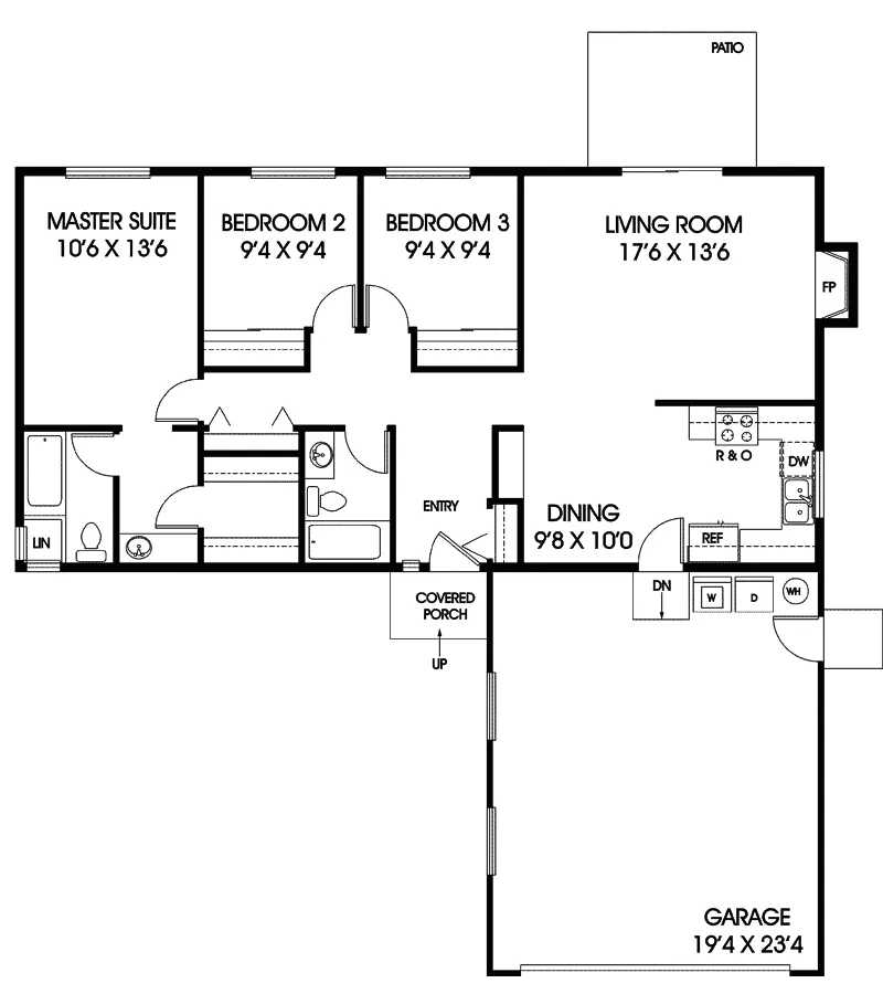 Lake House Plan First Floor - Lost Meadow Ranch Home 085D-0018 - Shop House Plans and More