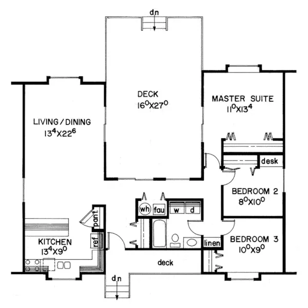 Cabin & Cottage House Plan First Floor - Hilltop  Cliff Contemporary Home 085D-0019 - Search House Plans and More