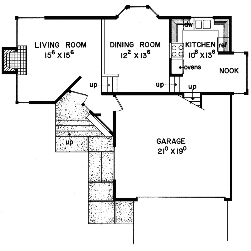 Mountain House Plan First Floor - Barrhead Rustic Mountain Home 085D-0021 - Search House Plans and More