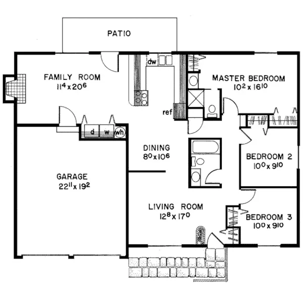 Mountain House Plan First Floor - Foxpass Rustic Ranch Home 085D-0024 - Search House Plans and More