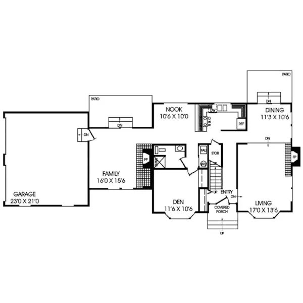 Traditional House Plan First Floor - Peace River Colonial Home 085D-0029 - Shop House Plans and More