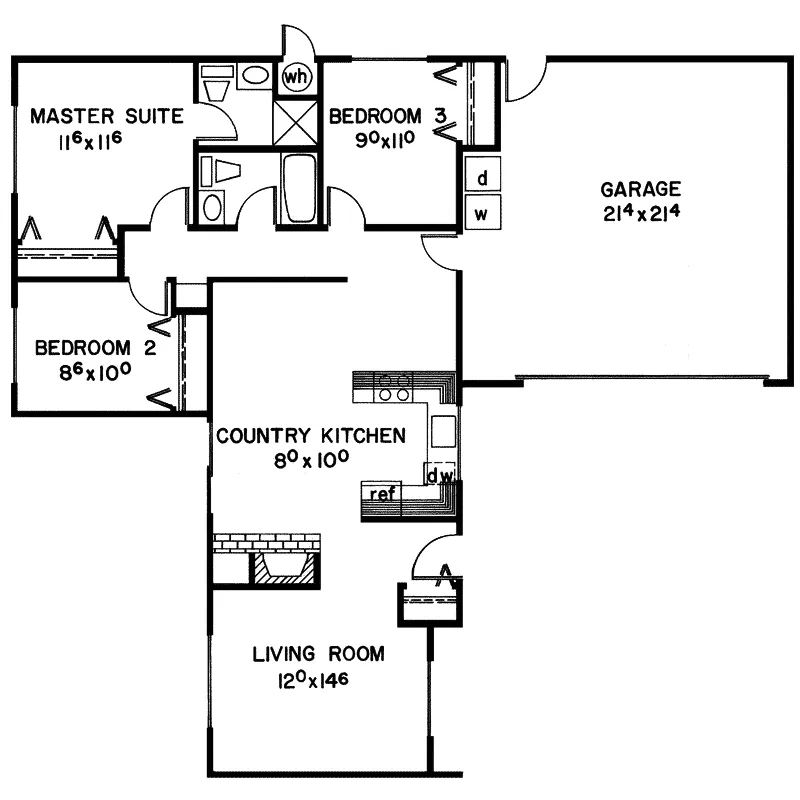 Ranch House Plan First Floor - Lyndecrest Ranch Home 085D-0030 - Shop House Plans and More