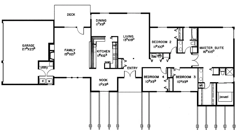 Ranch House Plan First Floor - Sagunto Ranch Home 085D-0031 - Shop House Plans and More