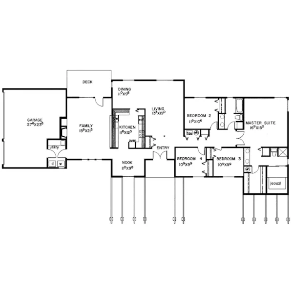 Ranch House Plan First Floor - Sagunto Ranch Home 085D-0031 - Shop House Plans and More