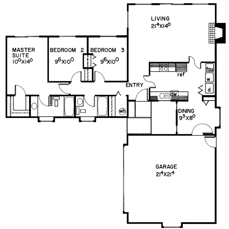 Modern House Plan First Floor - Randall Place Ranch Home 085D-0033 - Shop House Plans and More