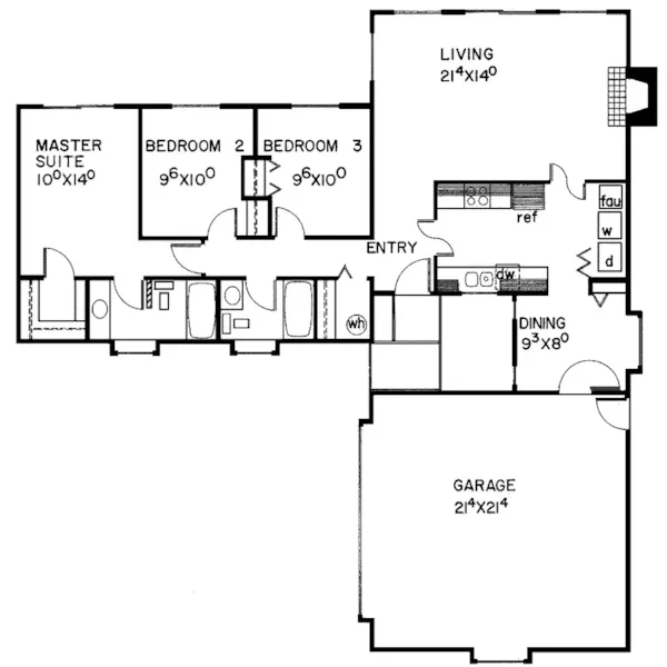 Ranch House Plan First Floor - Randall Place Ranch Home 085D-0033 - Shop House Plans and More