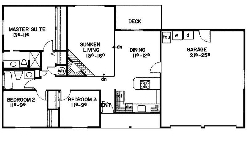 Ranch House Plan First Floor - Queensland Ranch Home 085D-0034 - Shop House Plans and More
