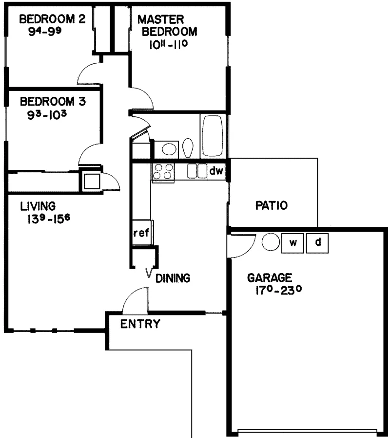 Ranch House Plan First Floor - Ridge Bend Rustic Ranch Home 085D-0035 - Shop House Plans and More