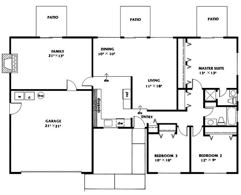 Ranch House Plan First Floor - Tripoli Traditional Ranch Home 085D-0037 - Shop House Plans and More