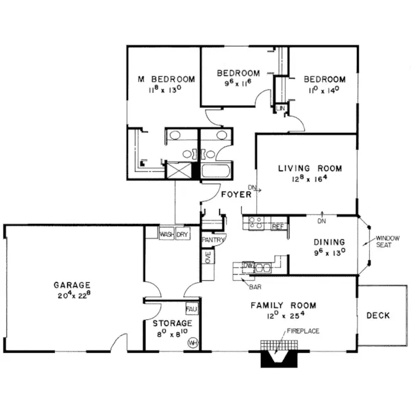 Ranch House Plan First Floor - Webster Hill Ranch Home 085D-0046 - Shop House Plans and More