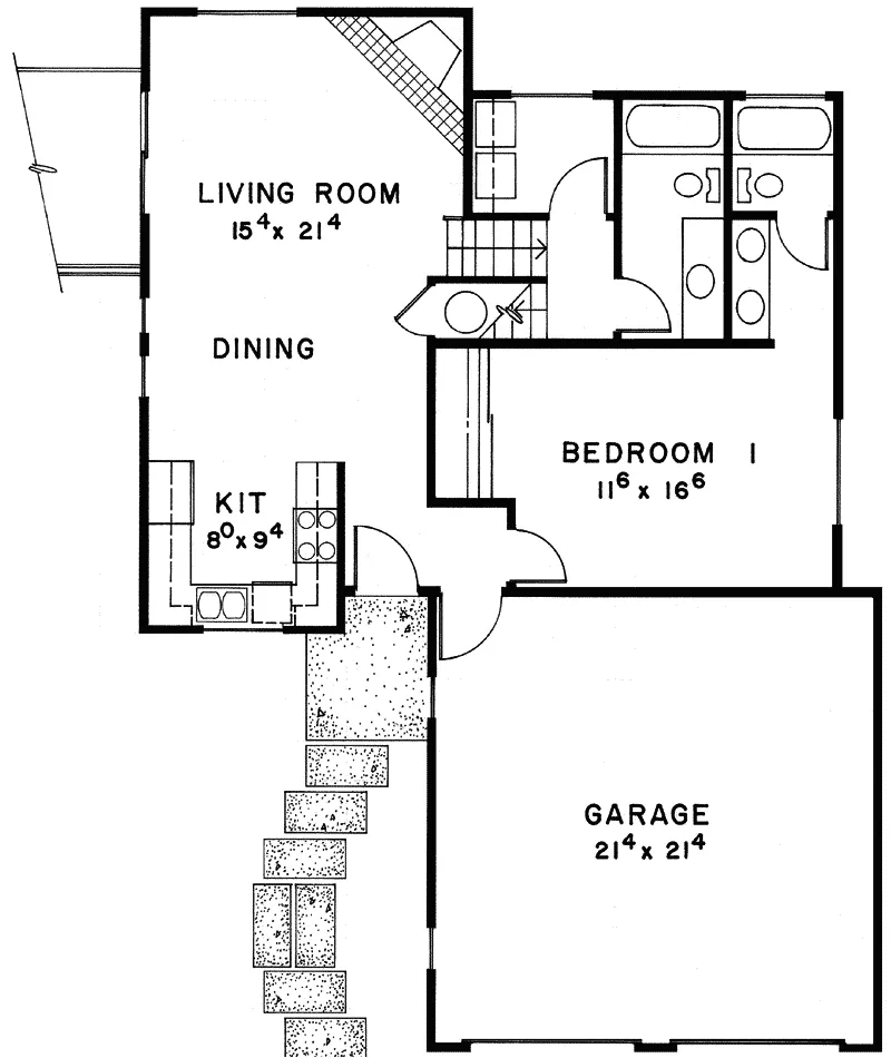 Tudor House Plan First Floor - Elliot Cliff Mountain Home 085D-0049 - Search House Plans and More