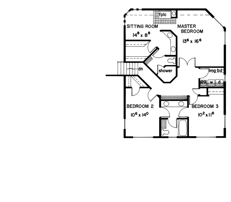 Waterfront House Plan Second Floor - Anita Rustic Home 085D-0052 - Search House Plans and More
