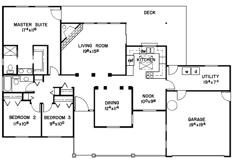 Ranch House Plan First Floor - Catawissa Ranch Home 085D-0054 - Search House Plans and More