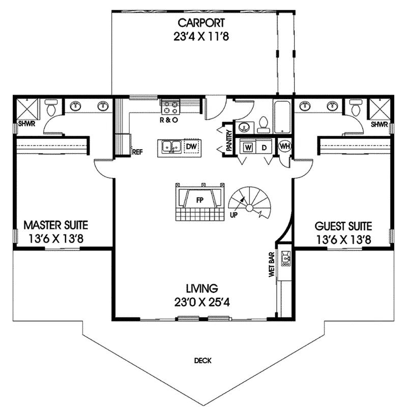 Vacation House Plan First Floor - Ridgeview Park Vacation Home 085D-0056 - Shop House Plans and More
