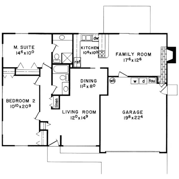 Cabin & Cottage House Plan First Floor - Ridgemore Lake Rustic Ranch Home 085D-0059 - Shop House Plans and More