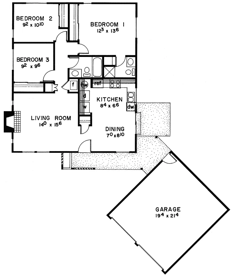 Ranch House Plan First Floor - Hawthorne Place Ranch Home 085D-0060 - Search House Plans and More