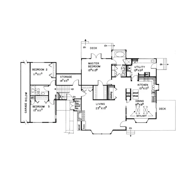 Lake House Plan First Floor - Frederick Mountain Home 085D-0061 - Search House Plans and More