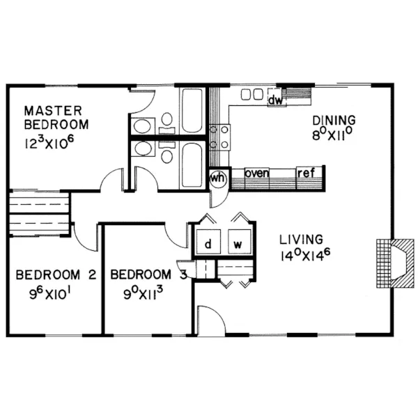 Country House Plan First Floor - Winterspring Cottage Ranch Home 085D-0062 - Shop House Plans and More