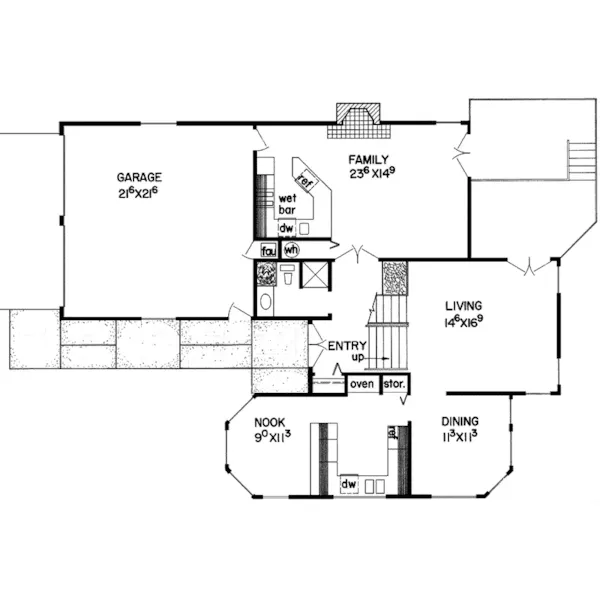 Contemporary House Plan First Floor - Largent Contemporary Home 085D-0063 - Shop House Plans and More