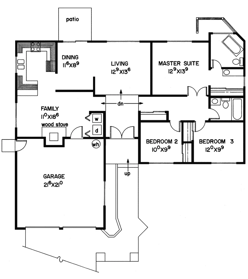 Ranch House Plan First Floor - Billings Rustic Ranch Home 085D-0066 - Search House Plans and More
