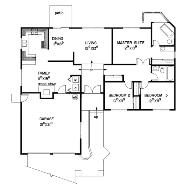 Traditional House Plan First Floor - Billings Rustic Ranch Home 085D-0066 - Search House Plans and More