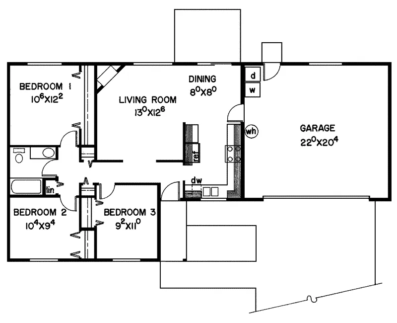 Ranch House Plan First Floor - Treefield Country Ranch Home 085D-0071 - Shop House Plans and More