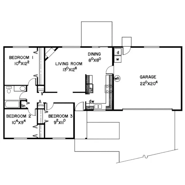 Ranch House Plan First Floor - Treefield Country Ranch Home 085D-0071 - Shop House Plans and More