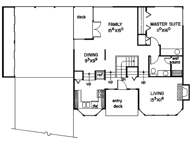 Mountain House Plan First Floor - Kinamore Vacation Home 085D-0073 - Search House Plans and More