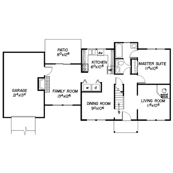 Contemporary House Plan First Floor - Derrybridge Country Home 085D-0076 - Search House Plans and More