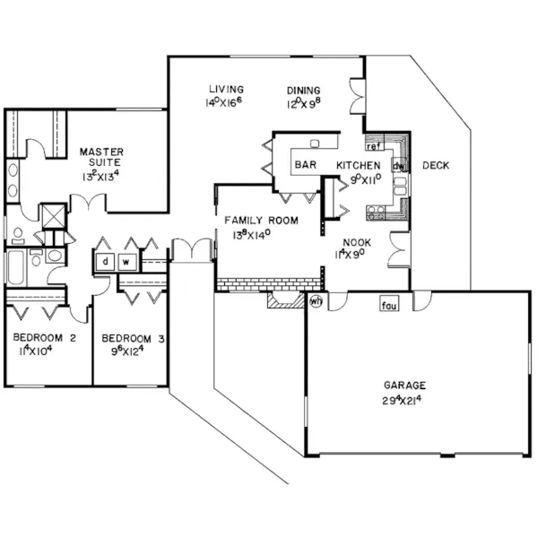 Ranch House Plan First Floor - Rambling Ridge Mountain Home 085D-0079 - Shop House Plans and More