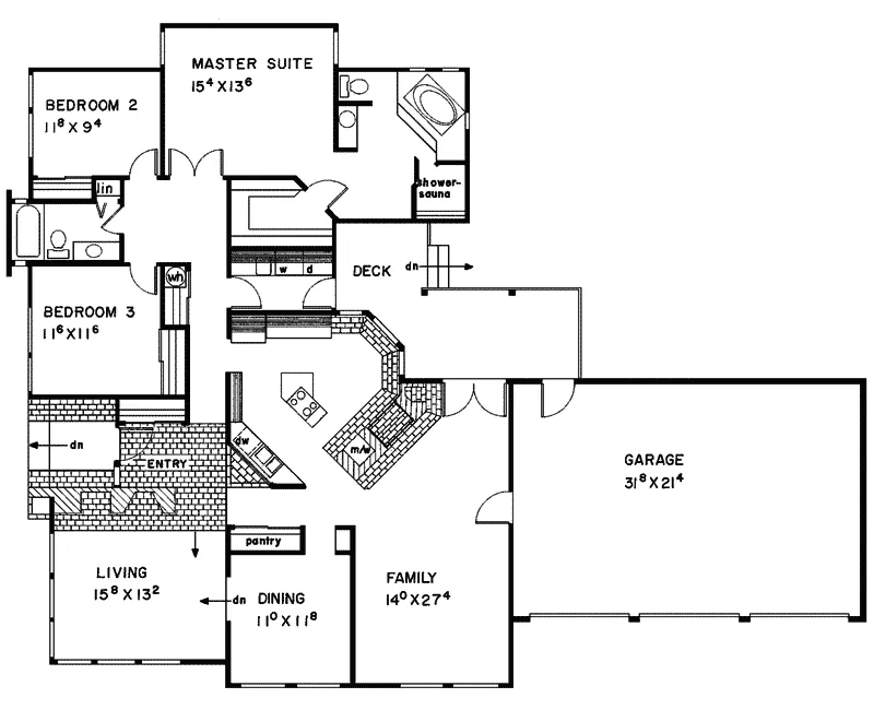 Contemporary House Plan First Floor - Kinsale Ranch Home 085D-0083 - Search House Plans and More