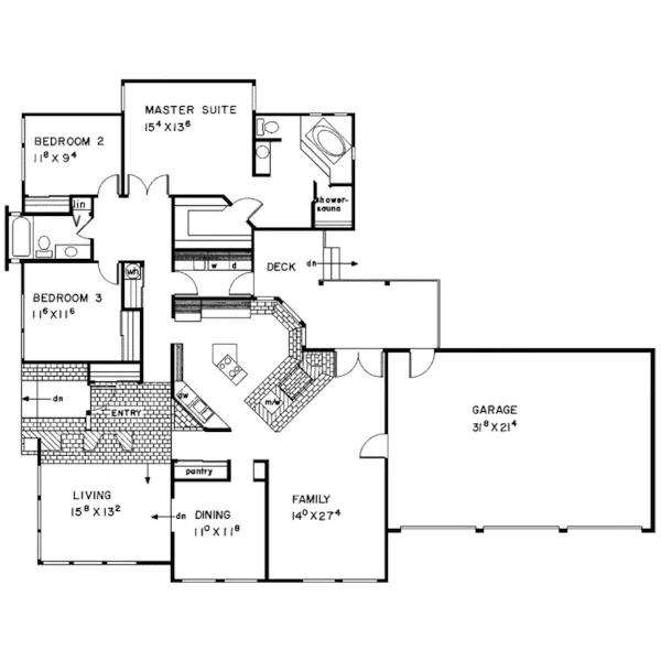 Contemporary House Plan First Floor - Kinsale Ranch Home 085D-0083 - Search House Plans and More