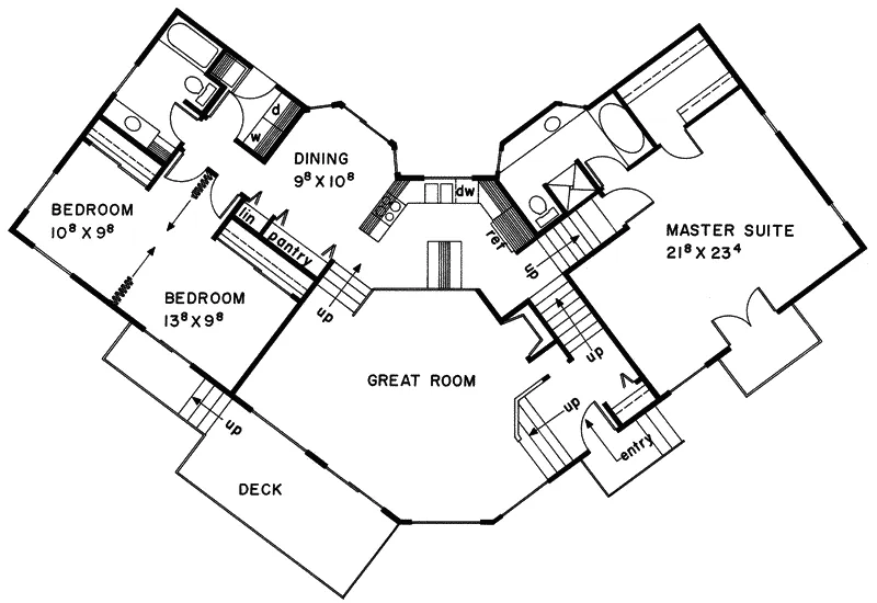 Contemporary House Plan First Floor - Garrett Contemporary Home 085D-0087 - Search House Plans and More